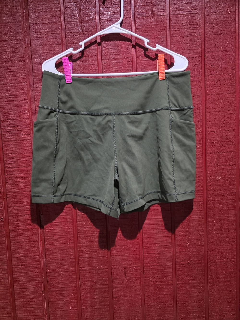 High-Waist Olive Green Women's Active Shorts